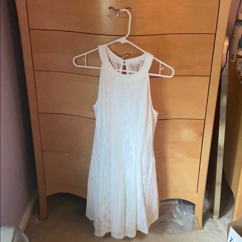 White halter skater dress
